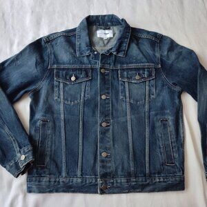 Fashion Nova Men Blue Distressed 100% Cotton Denim Jacket Size L